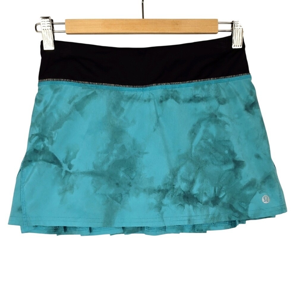 Lululemon Women's Mid-Rise Athletic Skirt Teal Tie Dye Waves 2
